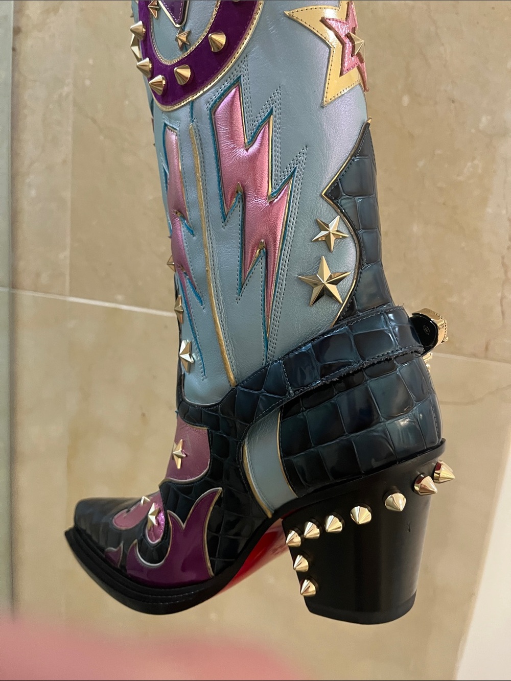 CHRISTIAN LOUBOUTIN KENNYWOOD ALTA WESTERN COWBOY BOOTS WOMEN SZ 7 NEW MEN SZ 36 - Picture 10 of 17